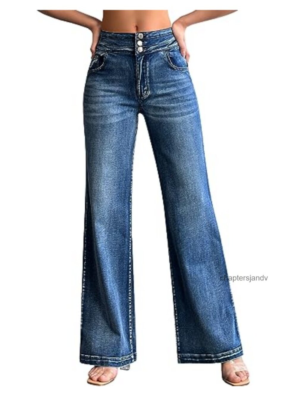 Wide Leg High Waisted Stretch Baggy Loose Denim Jeans Casual